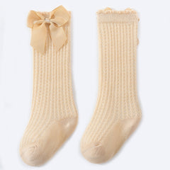 Toddler Lace Dress Socks, Breathable Mesh Cotton Bow Knee High
