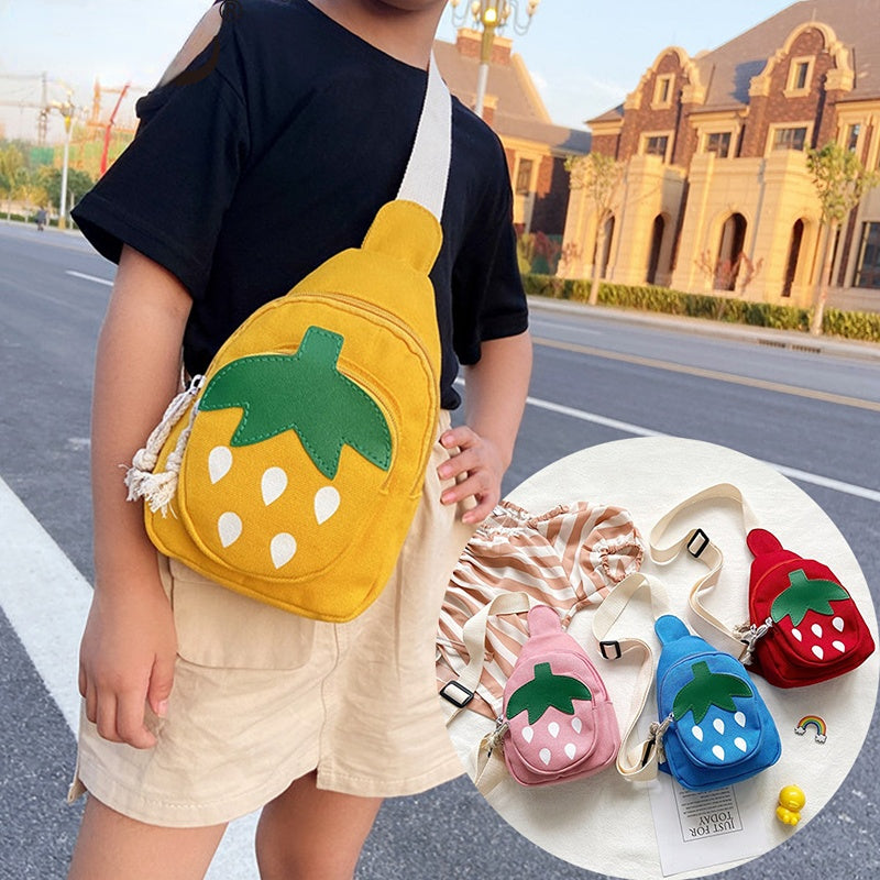 Strawberry Pattern Kids Messenger Bag Children Shoulder Chest Bag
