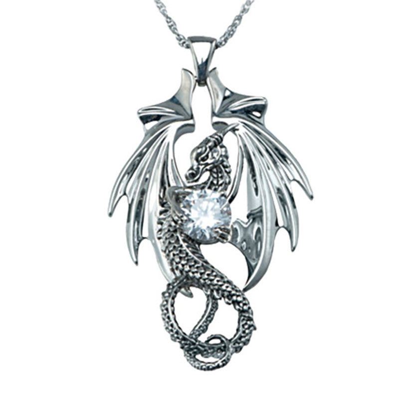 Vintage Dragon Pendant Alloy Necklace For Girls Boys Teen