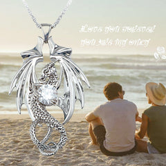Vintage Dragon Pendant Alloy Necklace For Girls Boys Teen