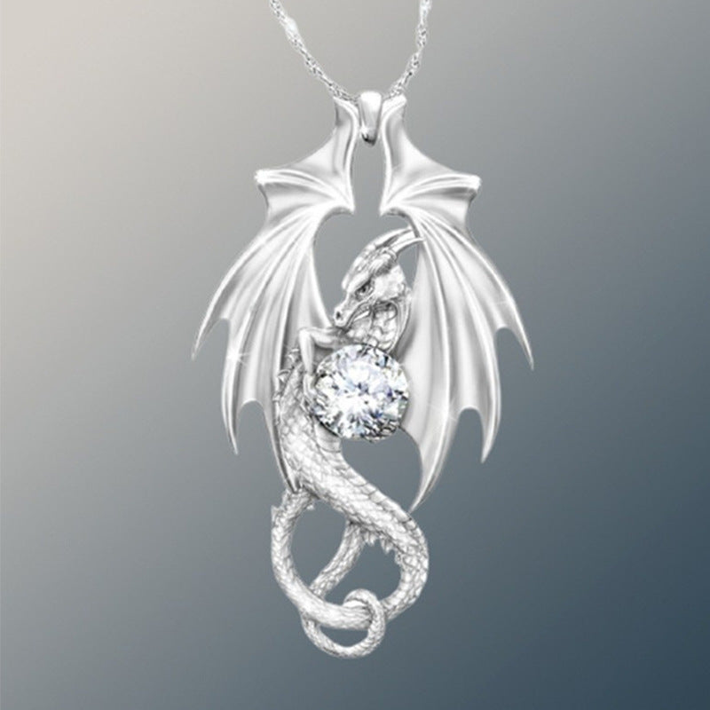 Vintage Dragon Pendant Alloy Necklace For Girls Boys Teen