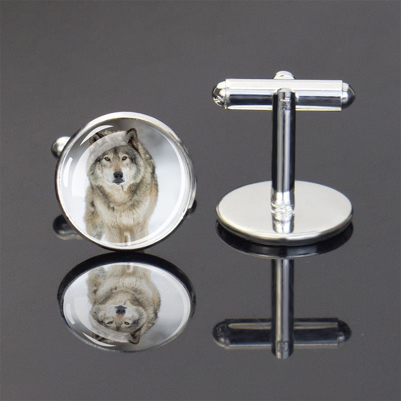 Wolf Pattern Cufflinks Silver Men's Jewelry Suit Shirt Accessories