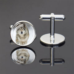 Wolf Pattern Cufflinks Silver Men's Jewelry Suit Shirt Accessories