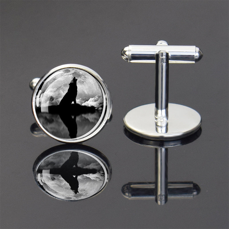 Wolf Pattern Cufflinks Silver Men's Jewelry Suit Shirt Accessories