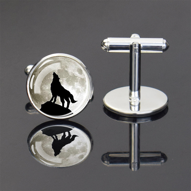 Wolf Pattern Cufflinks Silver Men's Jewelry Suit Shirt Accessories