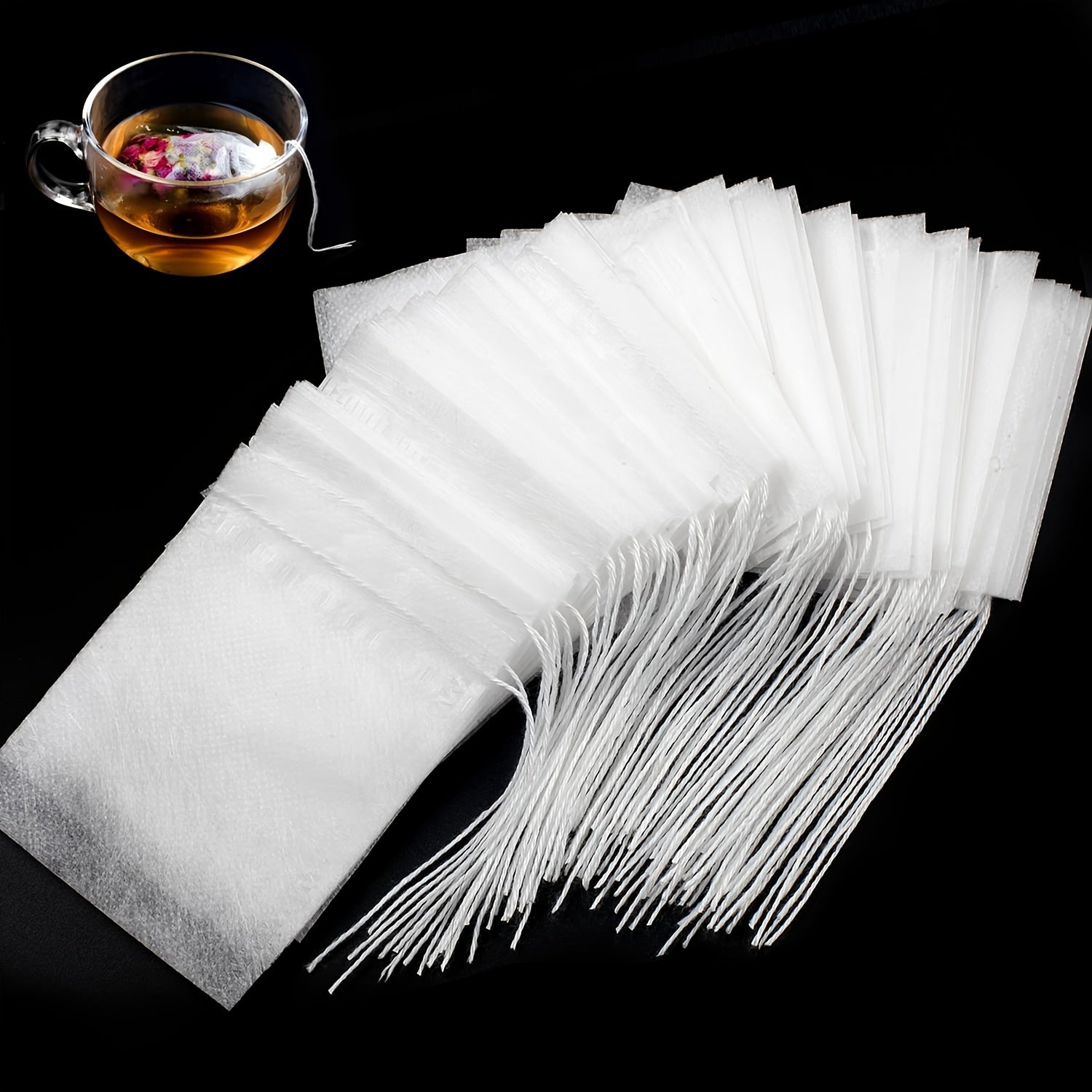 100pcs Empty Teabags Soup Bags Disposable Drawstring Soup Bags