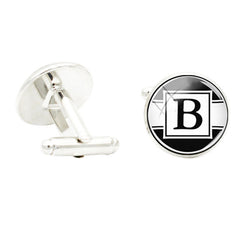 B Glass Gem Cufflinks For Men - Gentleman Shirt Cuff Button