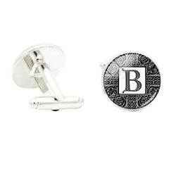 B Glass Gem Cufflinks For Men - Gentleman Shirt Cuff Button