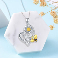 Sunflower Heart Pendant Necklace for Girls