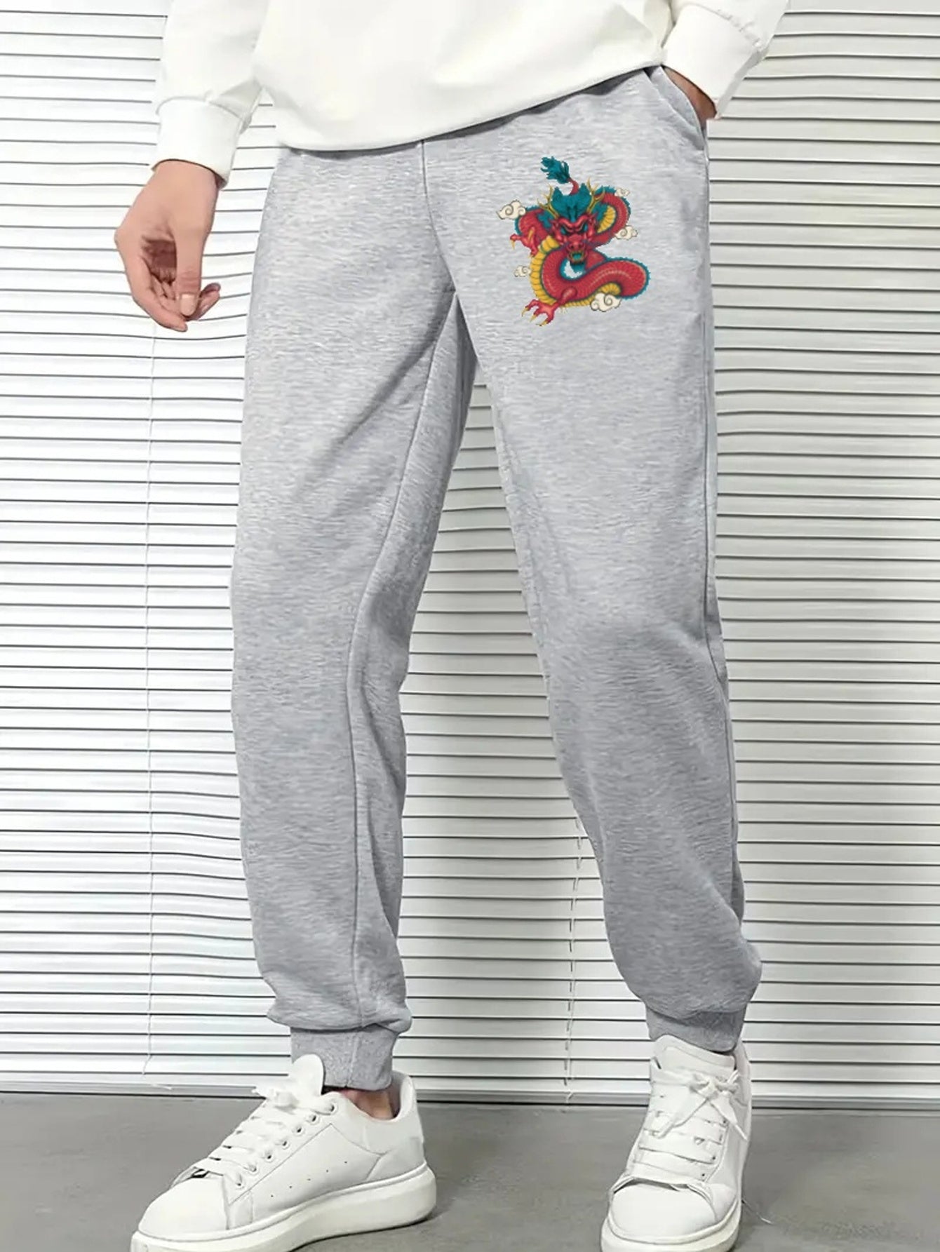 Dragon Comfy Drawstring Joggers Men's Casual Breathable Loose Fit Pants