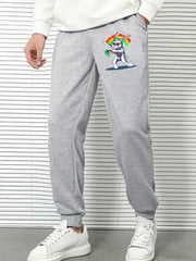 Rainbow Rabbit Drawstring Joggers Men's Loose Fit Pants