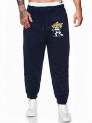 Rainbow Rabbit Drawstring Joggers Men's Loose Fit Pants