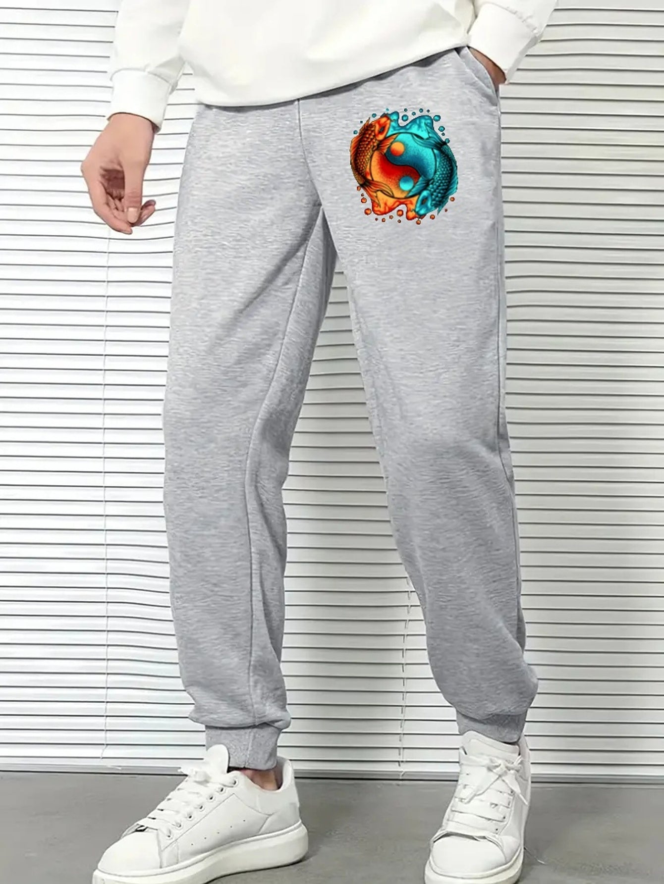 Men's Yin & Yang Drawstring Joggers Breathable Loose Fit Pants