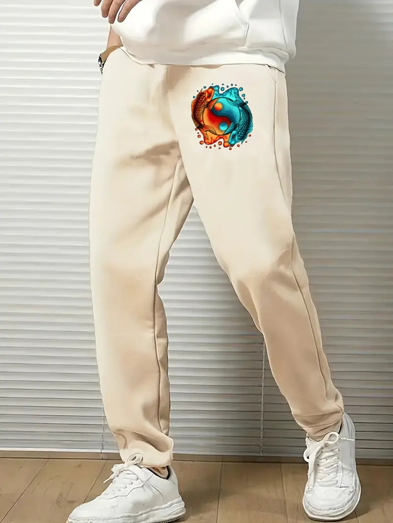Men's Yin & Yang Drawstring Joggers Breathable Loose Fit Pants