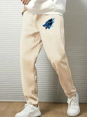Wolf Comfy Drawstring Joggers Men's Casual Breathable Loose Fit Pants
