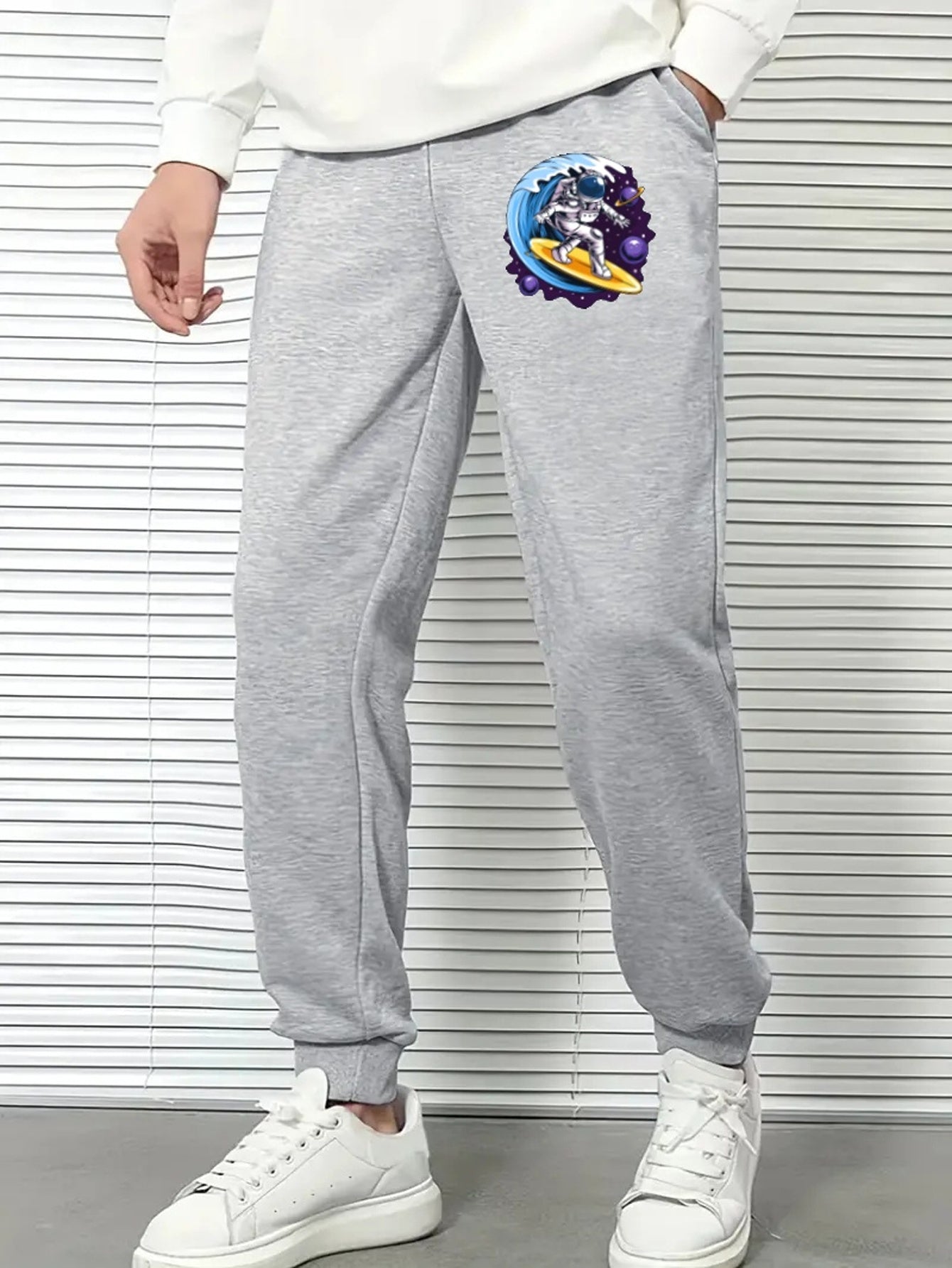 Space Surfer Comfy Drawstring Joggers Men's Casual Breathable Pants
