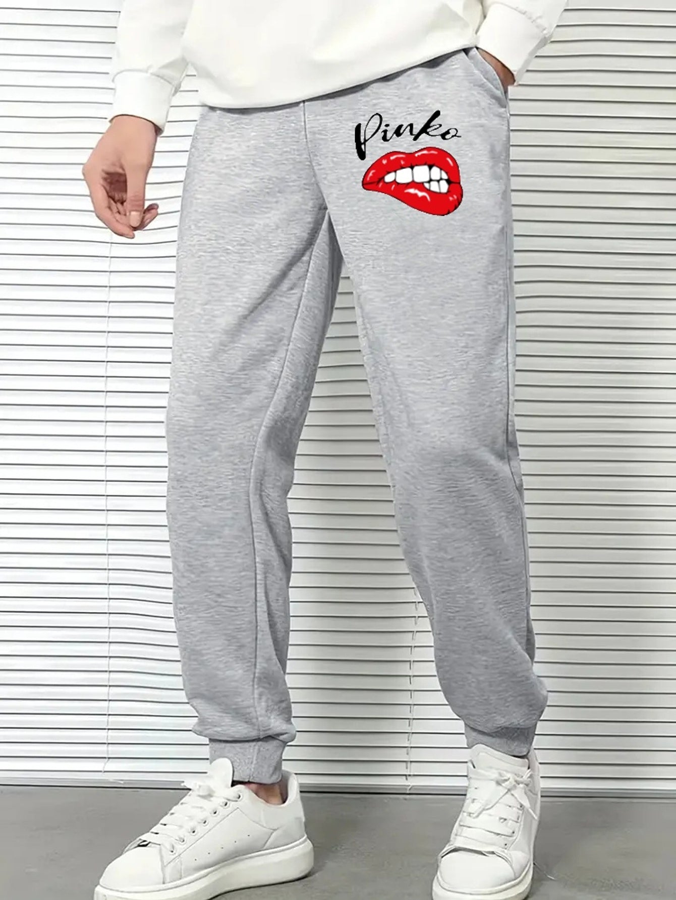 Men's Red Drawstring Joggers Breathable Loose Fit Pants