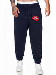 Men's Red Drawstring Joggers Breathable Loose Fit Pants