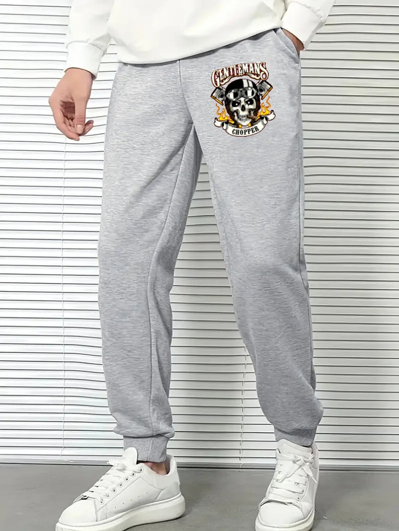 Skull Comfy Drawstring Joggers Men's Casual Breathable Pants