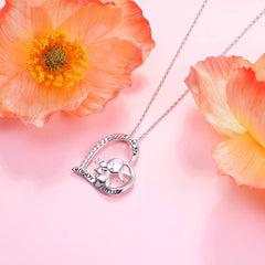 Rabbit Heart Pendant Necklace for Girls