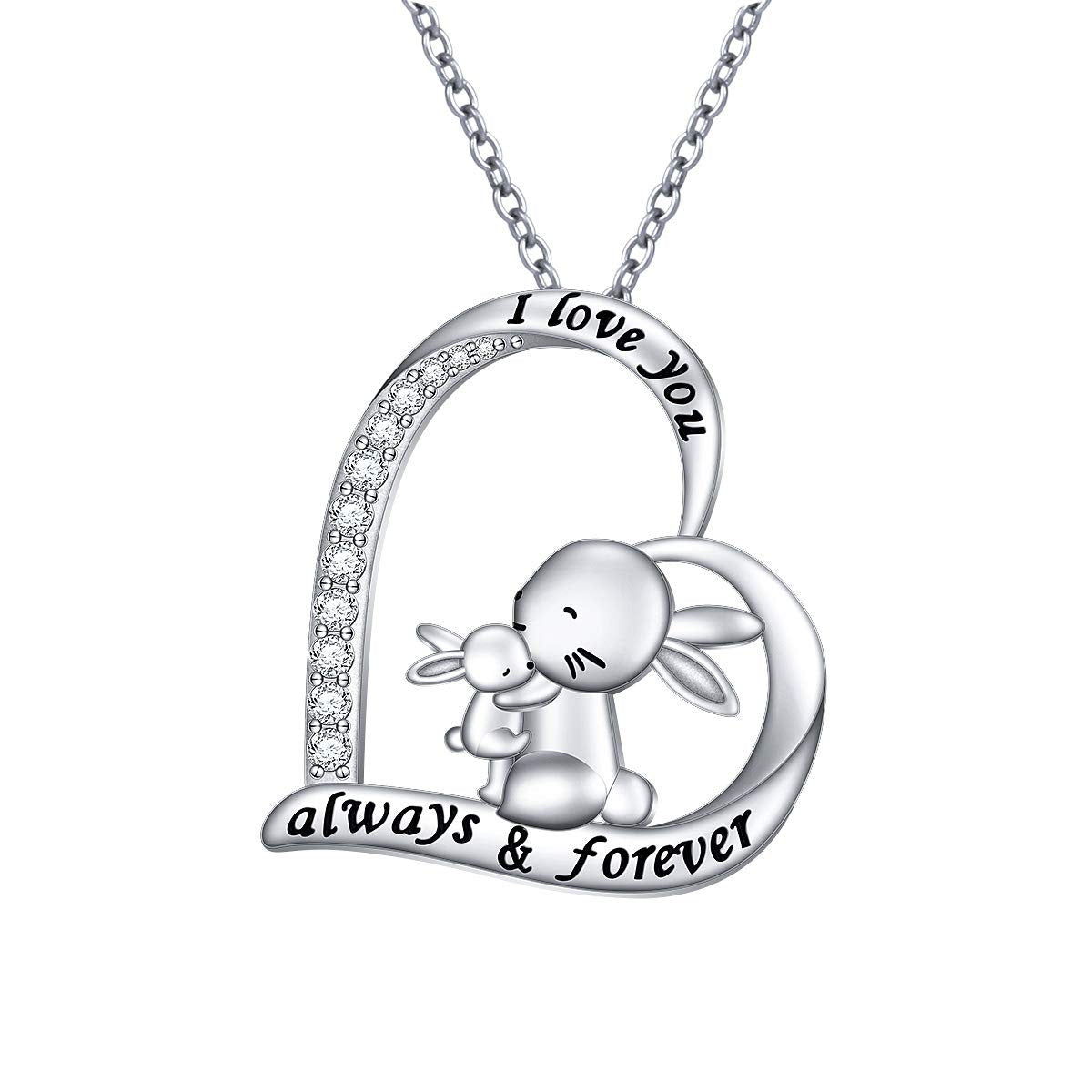 Rabbit Heart Pendant Necklace for Girls