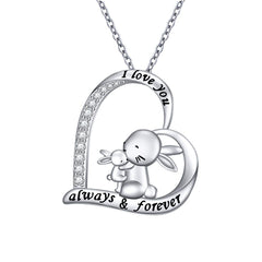 Rabbit Heart Pendant Necklace for Girls