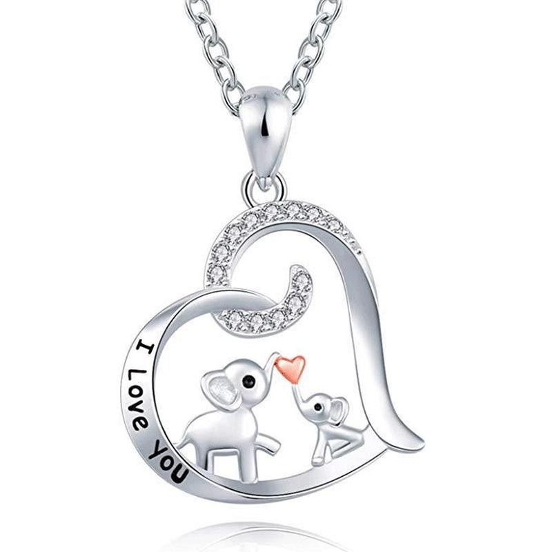 Heart Elephant Pendant Necklace Holiday Birthday Gift For Girls