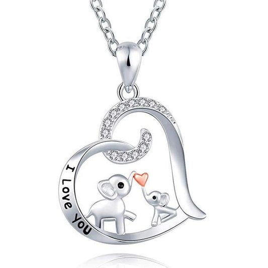 Heart Elephant Pendant Necklace Holiday Birthday Gift For Girls