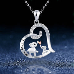 Heart Elephant Pendant Necklace Holiday Birthday Gift For Girls