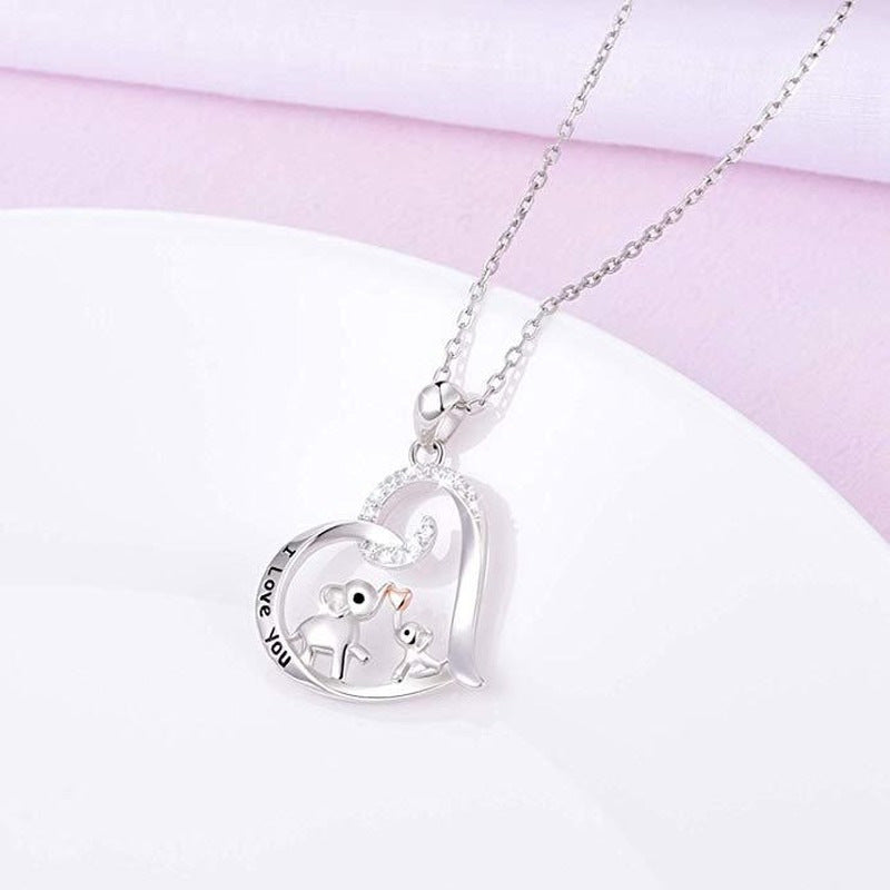 Heart Elephant Pendant Necklace Holiday Birthday Gift For Girls