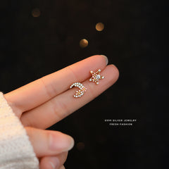 Sweet Star Moon Flower Stud Earrings Girls Holiday Gift