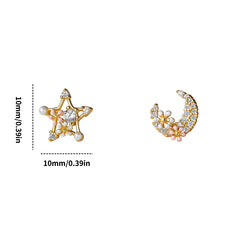 Sweet Star Moon Flower Stud Earrings Girls Holiday Gift