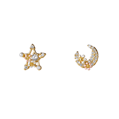 Sweet Star Moon Flower Stud Earrings Girls Holiday Gift
