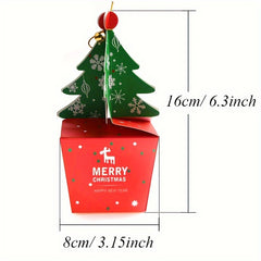 10pcs 3D Mini Christmas Tree Gift Boxes with Bells