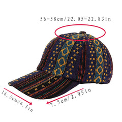 Boho Printed Vintage Baseball Cap Sun Hat for Women