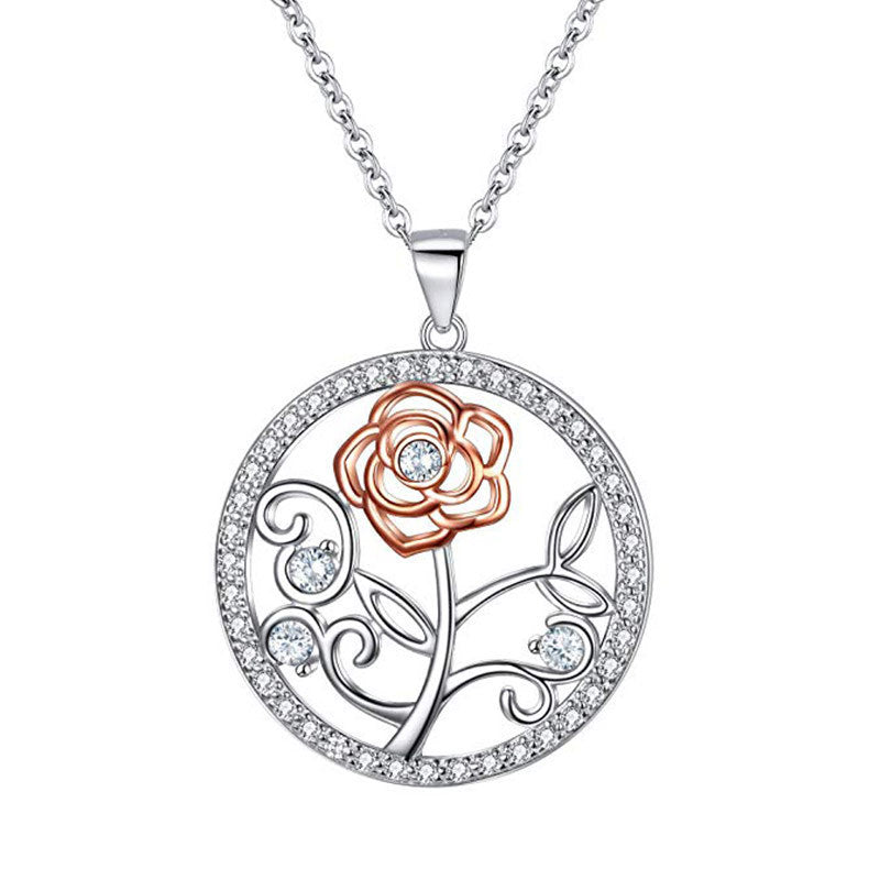 Stainless Steel Rose Pendant Necklace for Girls