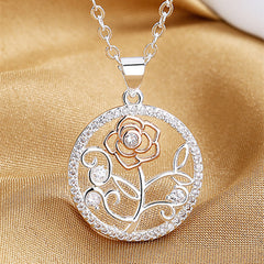 Stainless Steel Rose Pendant Necklace for Girls