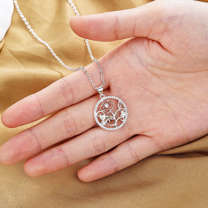 Stainless Steel Rose Pendant Necklace for Girls