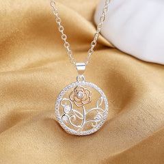 Stainless Steel Rose Pendant Necklace for Girls