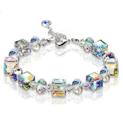 Colorful Transparent Square Rhombus Beaded Bracelet Holiday Gift For Girls