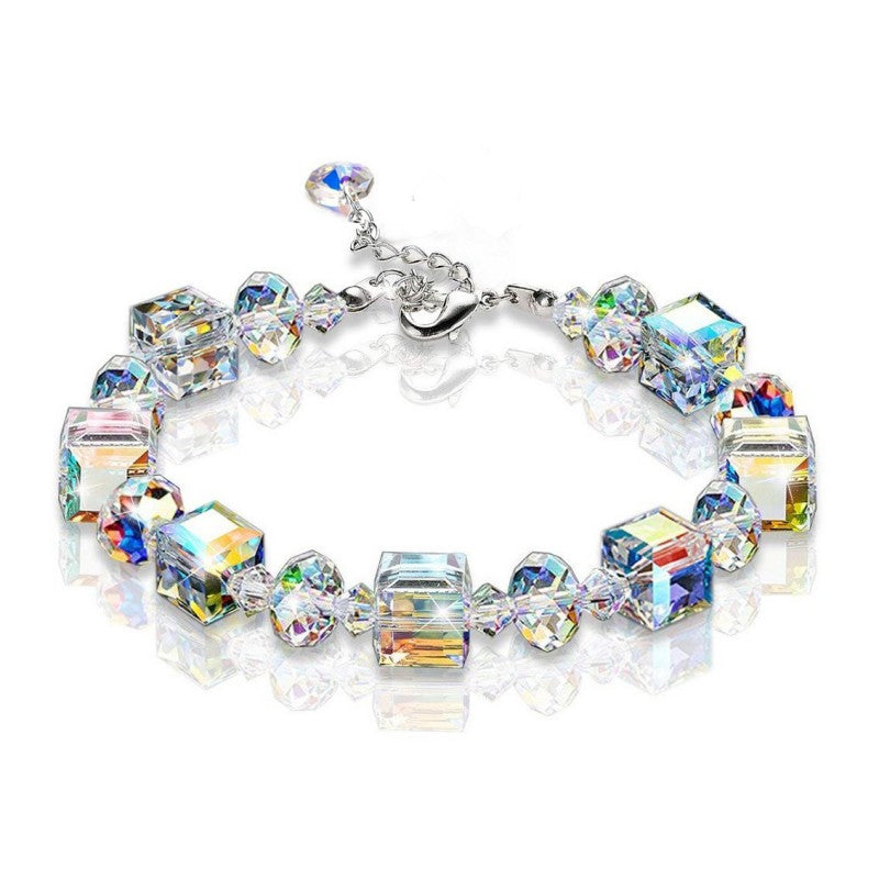 Colorful Transparent Square Rhombus Beaded Bracelet Holiday Gift For Girls