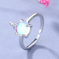 Colorful Stone Unicorn Ring Girls Jewelry Gift