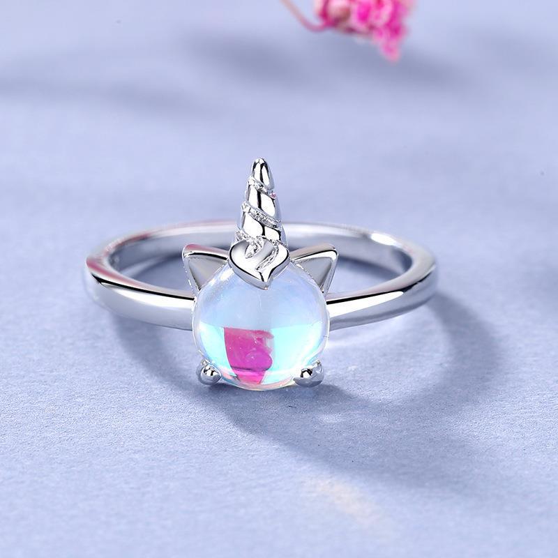Colorful Stone Unicorn Ring Girls Jewelry Gift