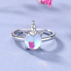 Colorful Stone Unicorn Ring Girls Jewelry Gift