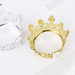 Mini Golden Silvery Pearl Crown Cake Topper Hollow Crown Cake Decor