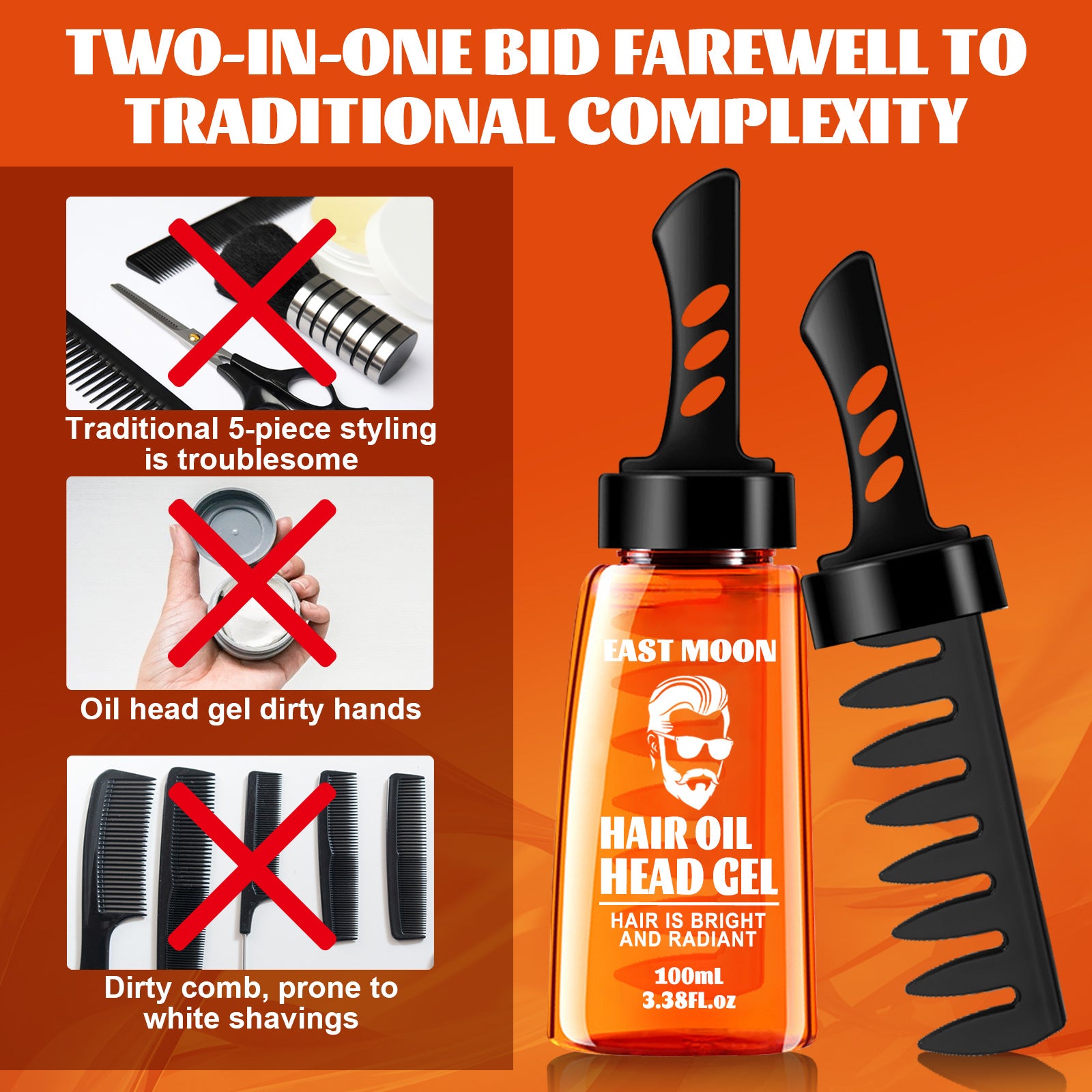 2 in 1 Hair Wax Gel With Comb Fluffy Hair Pomade Wax Mud Men Hair Cream