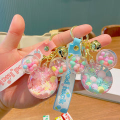 Mouse Doll Key Chain with Liquid Floating Ring Bag Pendant