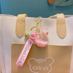 Mouse Doll Key Chain with Liquid Floating Ring Bag Pendant