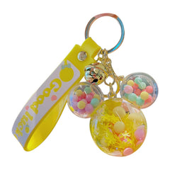 Mouse Doll Key Chain with Liquid Floating Ring Bag Pendant