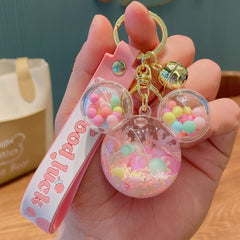 Mouse Doll Key Chain with Liquid Floating Ring Bag Pendant